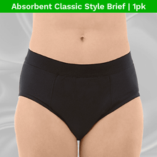 Load image into Gallery viewer, main product image - zorbies washable classic style womens incontinence panties 1pk black
