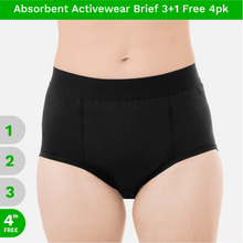 Load image into Gallery viewer, zorbies leak proof underwear for women high absorbent activewear sport brief 3+1 free 4pk
