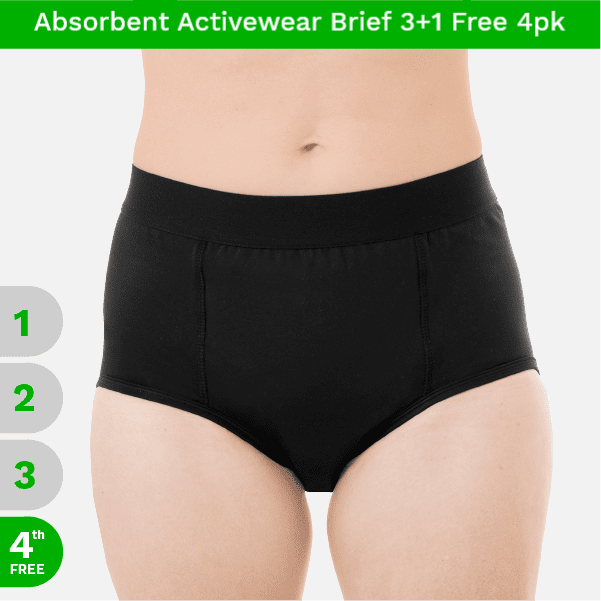 zorbies leak proof underwear for women high absorbent activewear sport brief 3+1 free 4pk