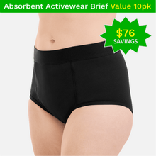 Load image into Gallery viewer, zorbies bladder leak panties - high absorbent activewear sport brief value 10pk $76 savings
