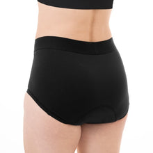 Load image into Gallery viewer, product image - zorbies washable leak proof workout underwear for women absorbent sport brief angled back view
