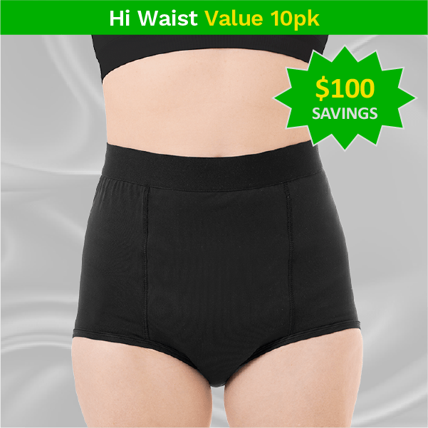 main product image - ladies washable incontinence briefs value 10pk - $100 savings starburst callout