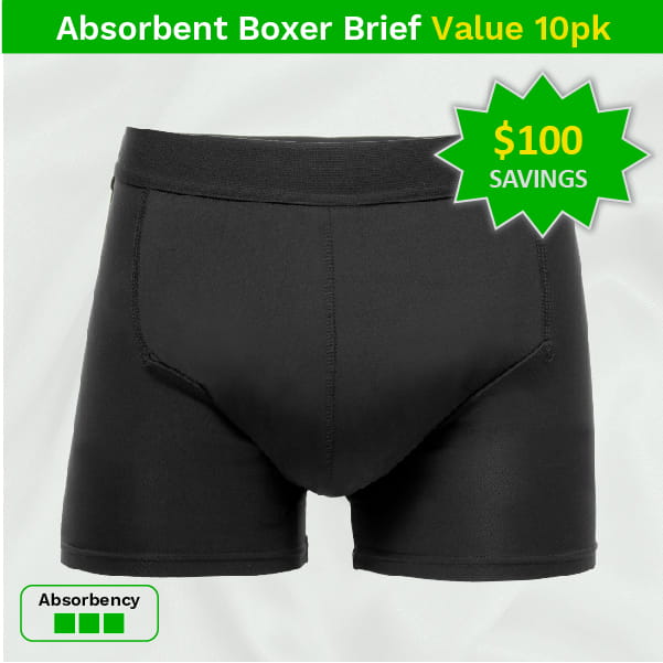 Main product image - zorbies leak proof mens reusable incontinence boxer briefs 10pk