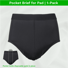 Load image into Gallery viewer, Zorbies Men&#39;s Washable Incontinence Underwear Pocket Brief for Disposable Pad, 1-Pack, Black
