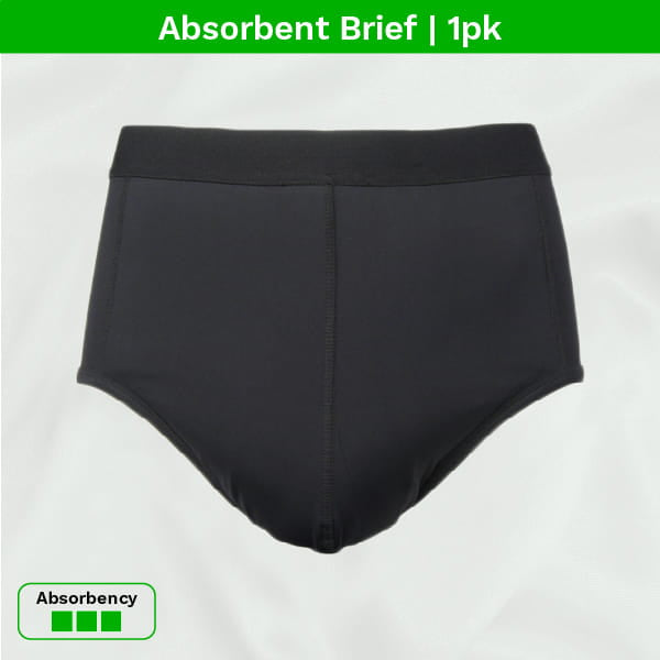main product image - absorbent brief 1pk with absorbency level icon