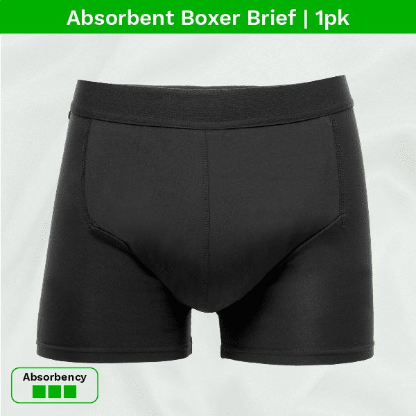 main product image - zorbies mens washable leak proof underwear incontinence boxer briefs 1pk black