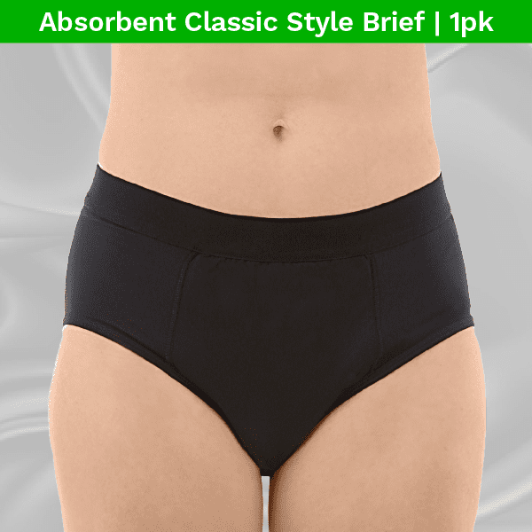 Ladies Plain BLACK Incontinence Briefs Pants Knickers Built in