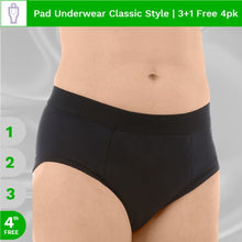 Load image into Gallery viewer, Women&#39;s Pad Panties Classic Style Briefs, 4pk, 3+1 FREE
