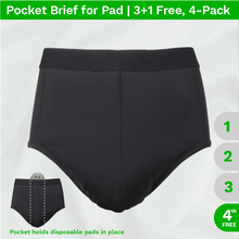 Load image into Gallery viewer, Main product image - Zorbies Men&#39;s Washable Incontinence Briefs for Disposable Pads, 3+1 Free 4pk includes 1 Pair Free
