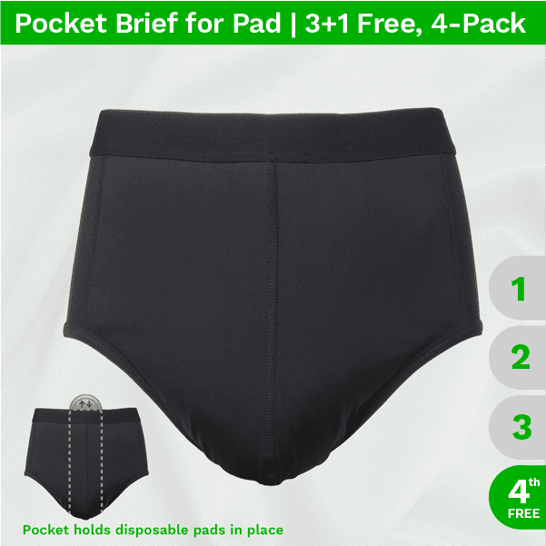 Main product image - Zorbies Men's Washable Incontinence Briefs for Disposable Pads, 3+1 Free 4pk includes 1 Pair Free