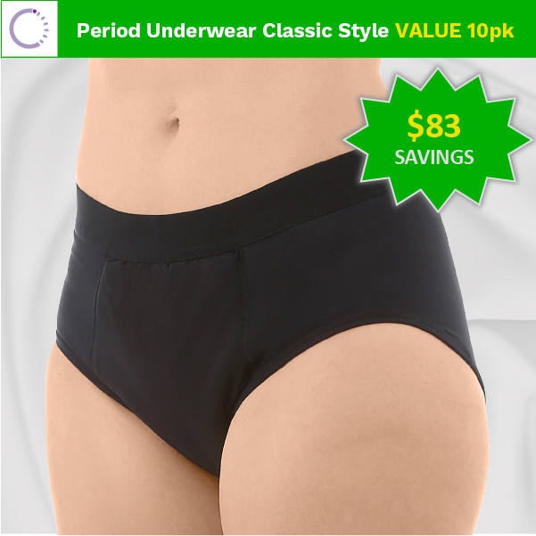 Women's Period Proof Underwear, Moderate Absorbent Classic Panties, Value  10pk